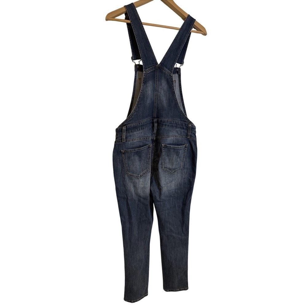 Gap Crop Slouchy Industrial Overalls Size SMALL Denim Dark Blue Jean Faded Y2K - Picture 2 of 16